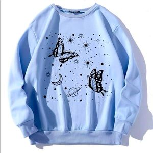 blue crew neck sweater from shein